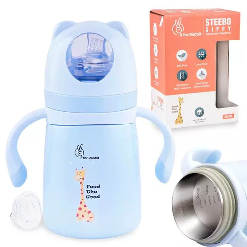R for Rabbit Steebo Giffy Feeding bottle- 300 ml - BLUE