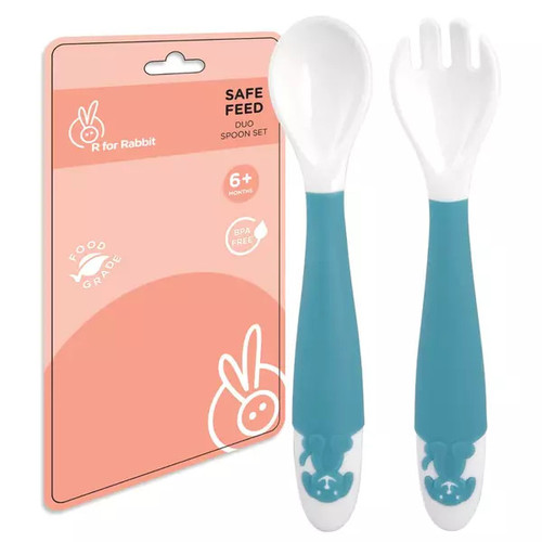 R for Rabbit Safe Feed Duo Spoon Set - BLUE