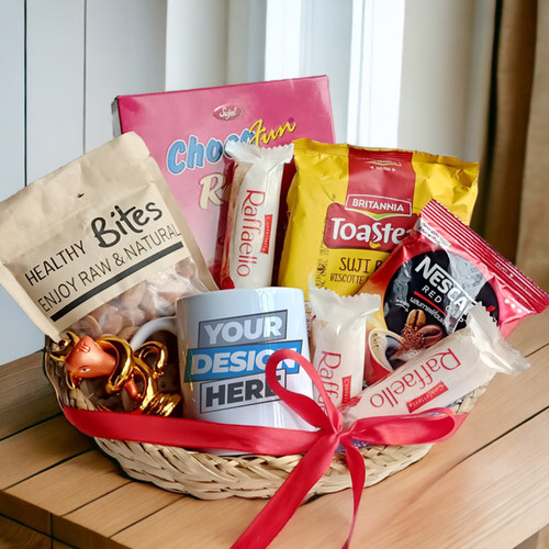 Customized Mug with Nuts and Snacks Gift Combo Customized Mug with Nuts and Snacks Gift Combo