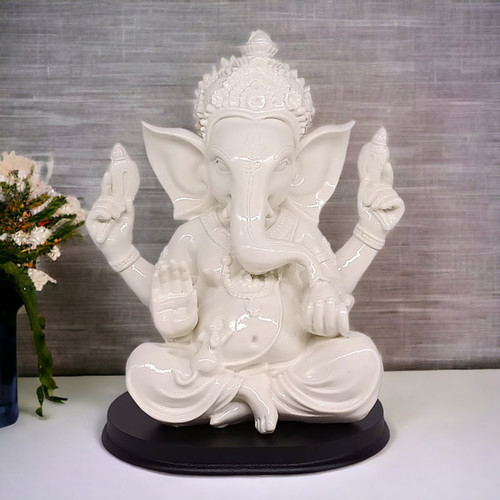 White Lord Ganesha Statue - 9"