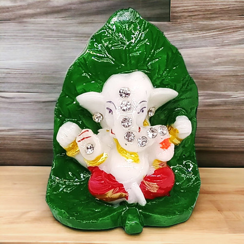 Leaf Decorated Ganesha Statue