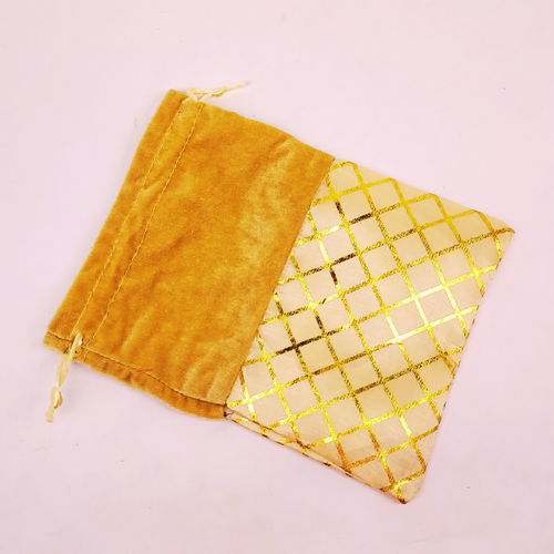 Golden Velvet Potli Bag with Stripes Design