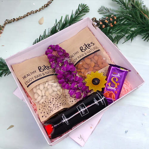 Makhamali Mala, Healthy Dry-Nuts and Body Spray - Bhaitika Hamper