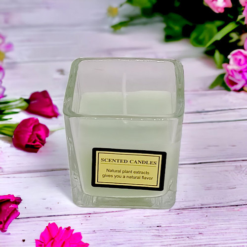 Delightful Scent Wafting From A Light Green Scented Candle
