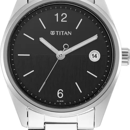 Titan Black Dial Stainless Steel Analog Watch For Him - 1729SM08