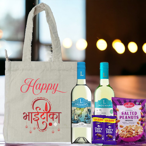 Beverages With Namkeen & Sweets In Bhaitika Print Tote Bag