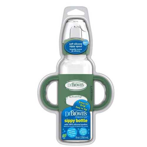 Dr.Brown's 8 oz/250 mL Narrow Sippy Spout Bottle w/ Silicone Handles, Green,1-pack Dr.Brown's 8 oz/250 mL Narrow Sippy Spout Bottle w/ Silicone Handles, Green,1-pack