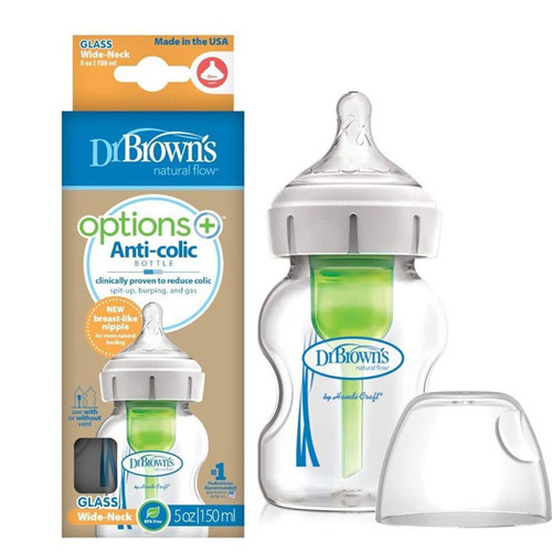 Dr.Brown's 5 oz/150 ml Options+ Wide-Neck Bottle Glass Single