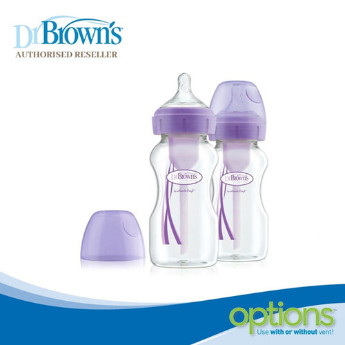 Dr.Brown's 9 oz/270 ml Options+ Wide-Neck Bottle PP PURPLE 2-Pack