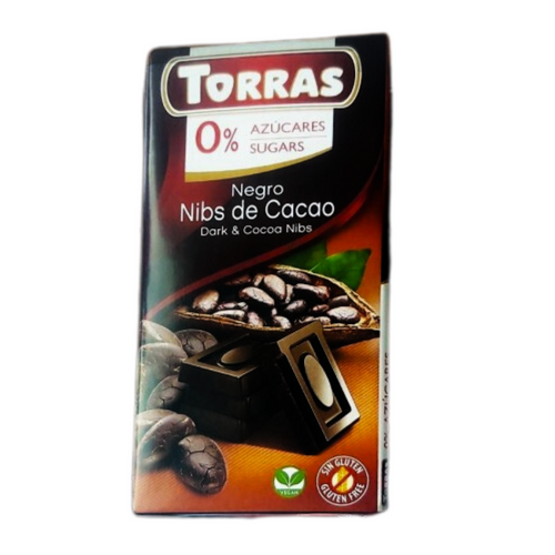 Torras Negro Dark and Cocoa Nibs Chocolate Bar 75g Torras Negro Dark and Cocoa Nibs Chocolate Bar 75g