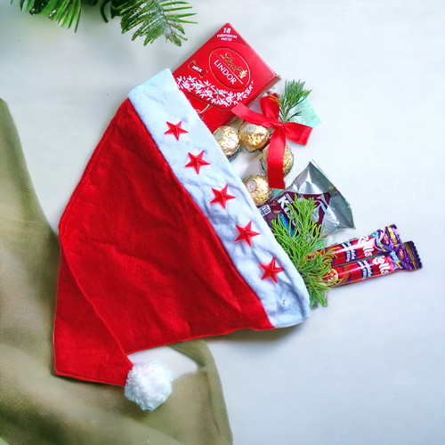 Santa Claus Cap With Luxury Chocolates Delight Santa Claus Cap With Luxury Chocolates Delight