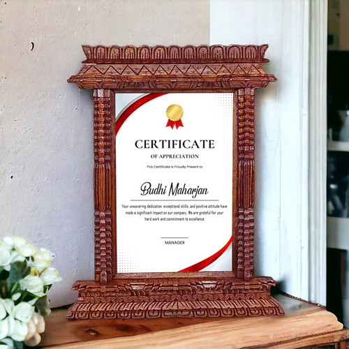 "Handmade Wooden Photo Frame with Certificate - Ideal Gift"
