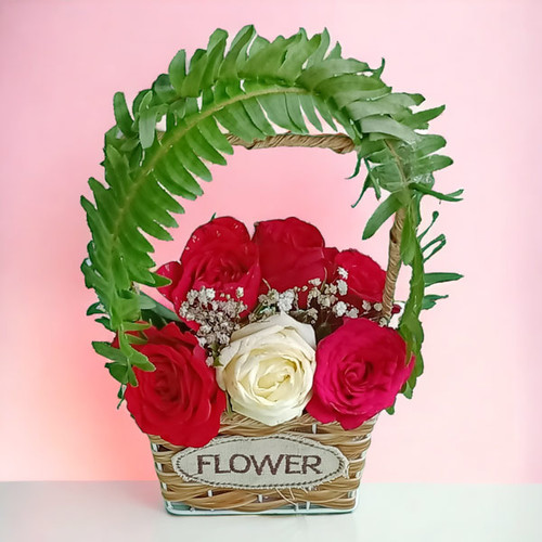 Lovely Flower Basket with Roses