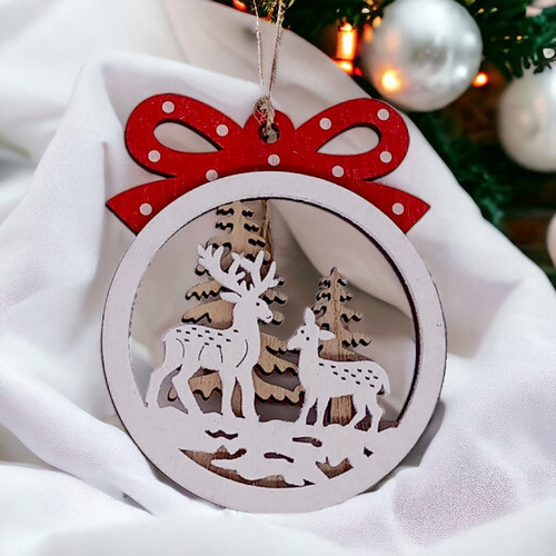 Wooden Reindeers Decor Showpiece Hanging For Outdoor