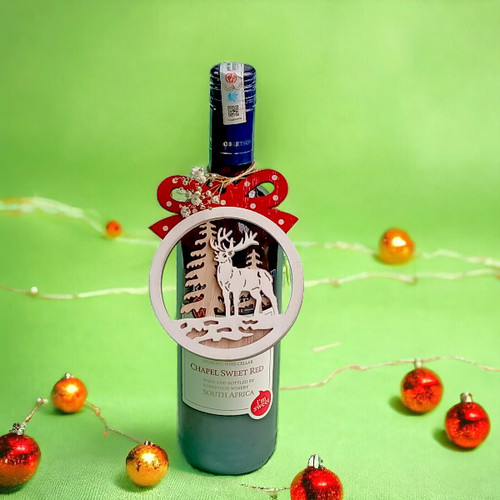 Christmas Celebration With Wooden Reindeer Showpiece & Beverage