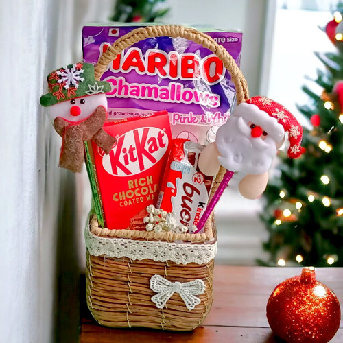 Christmas Sweet and Gifts In a Bow Basket