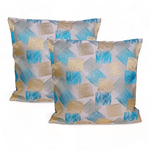 2 Pcs/Set Multi Color Cotton Cushion with Cover, 16" x 16"