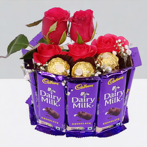 Chocolate Bouquet with Exquisite Flowers Decoration