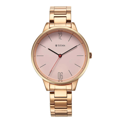 Titan Quartz Analog Rose Gold Dial Watch For Women- 2648WM04