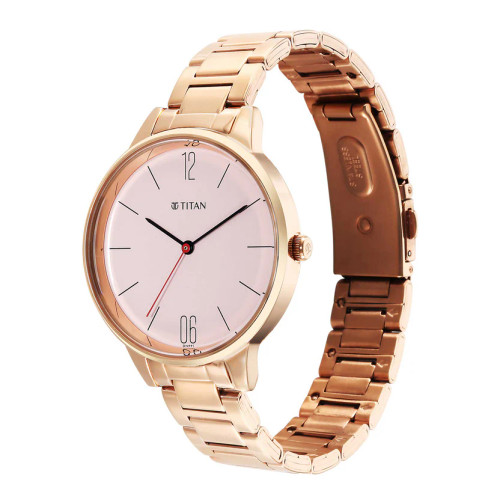 Titan Quartz Analog Rose Gold Dial Watch For Women- 2648WM04