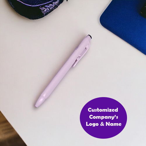 Customised Name & Logo On White Pen With Black Ink
