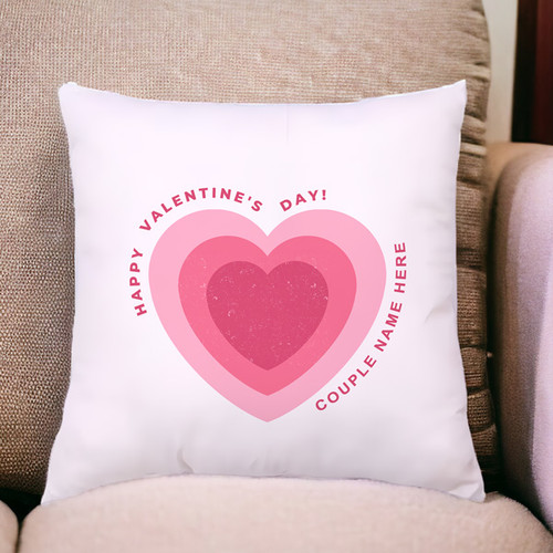 Happy Valentine's Day Cushion Printed With Couple Name