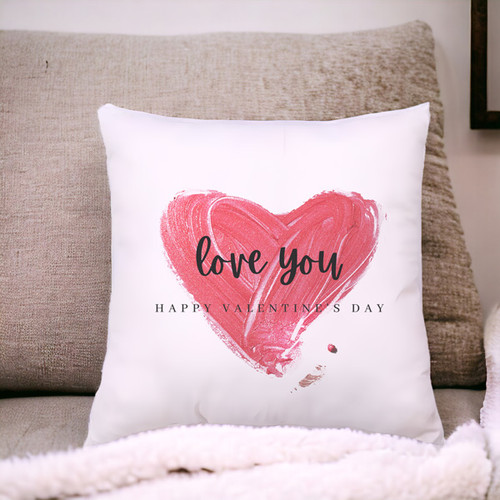 Red Heart With Happy Valentine's Day Cushion