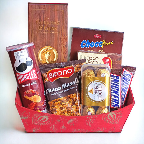 Pringles, Snack, Chocolates & Whiskey 750ml