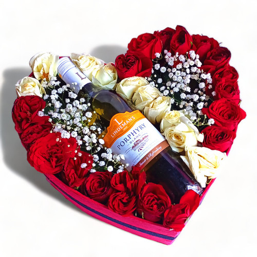 Roses Bouquet With White Wine 750ml