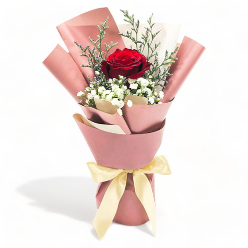 A Single Classic Red Rose Bouquet