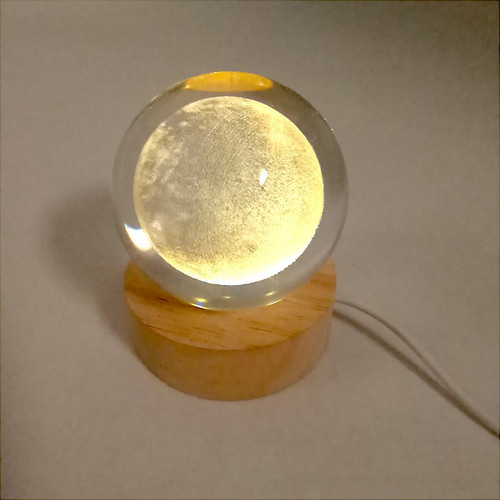 Crystal Ball Moon Lamp With Wooden Base
