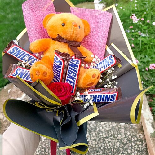 Teddy and Chocolate Bouquet For Valentine