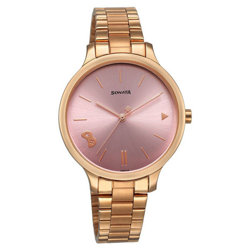 Sonata Pink Dial Analog Women's Watch -87050WM02