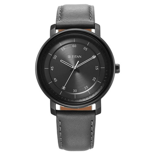 Titan Workwear Quartz Analog Black Dial Leather Strap Men's Watch -1884NL01