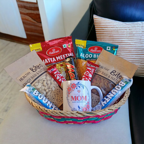 Snacks, Bounty Chocolates, Dry Nuts & Ceramic Mug