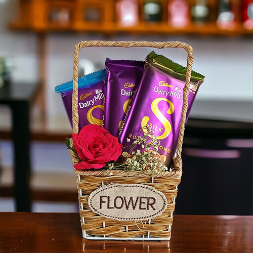 Chocolates Combo Basket With Rose