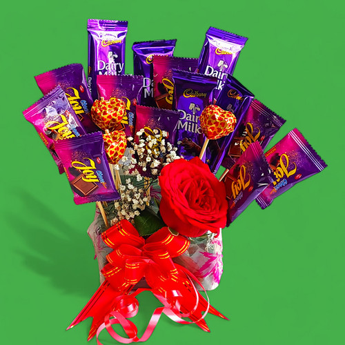 Rose With Decor Chocolates Bouquet