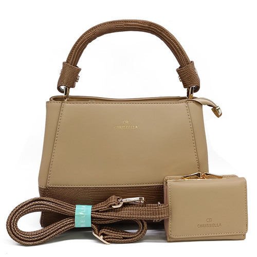 Chrisbella Ladies Bag With Mini Wallet- Khaki
