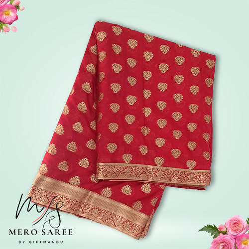 Premnagar Saree Adorned with Golden Leaf Design