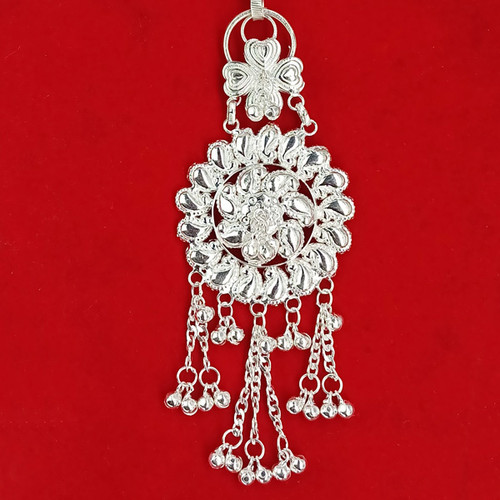 Silver-Plated Traditional Floral Design Saree Keychain