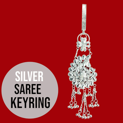 Silver-Plated Beautiful Mayur Design Saree Keyring Challa
