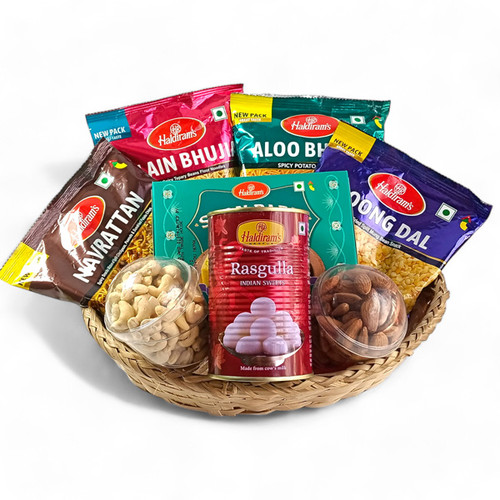 Sweet Rasgulla Treat in Snack Assortment Basket