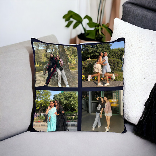 Memories in Four: Personalized Photo Cushion