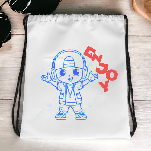 Customized Enjoy Printed Drawstring Bag