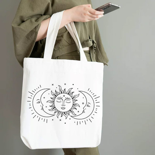 Radiant Sun & Moon Design Tote Bag (Large)