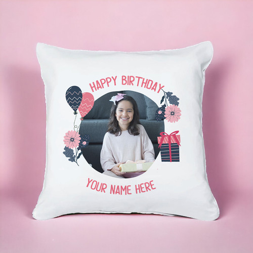 Customized Your Name & Image Birthday Cushion