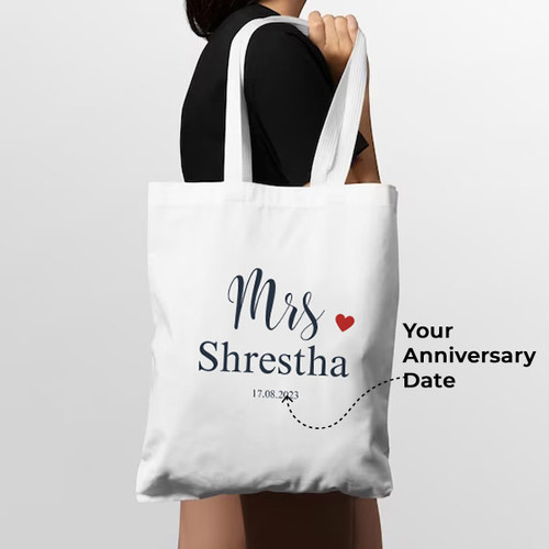 Personalized Tote Bag with Anniversary Date and Last Name (Last) - Large