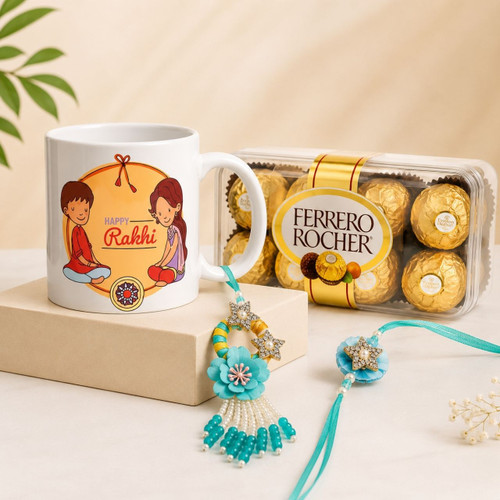 Bhaiya Bhabhi Rakhi Set With Chocolate & Mug