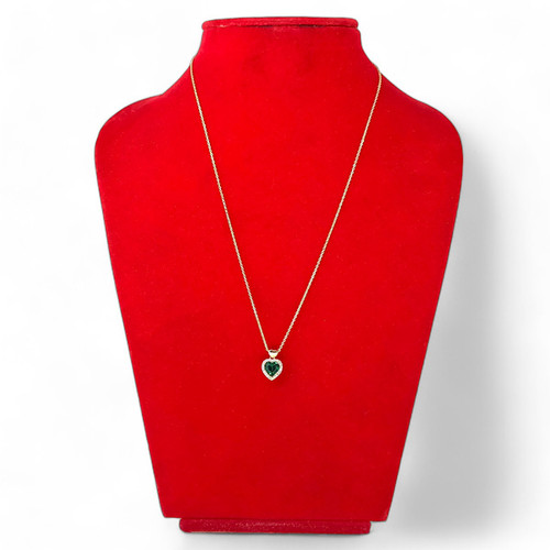 Heart-Shaped Green Stone Necklace with Golden Chain