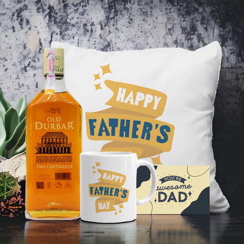 Super Dad's Comfort Kit: Drinks, Mug, and Cushion